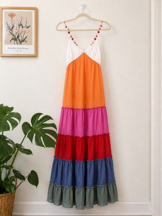 Anthropologie Dresses & Skirts - Anthropologie Rainbow Tiered V-neck Maxi Dress Festival Bohemian Maxi Dress